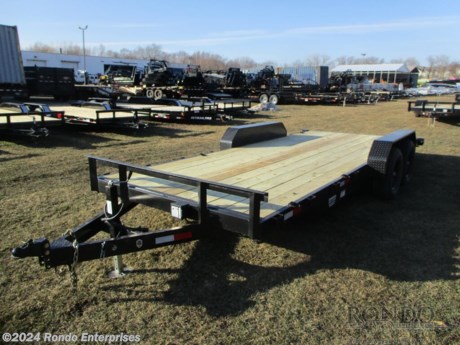 Stock #18661 New 2024 L&amp;O Mfg 82x20&#39; Car Hauler, Model: 610205.2F2B, 9990 lbs GVW; Number of axle(s): 2; Per axle capacity: 5200 lbs; Steel construction, Bumper hitch,  2&#39; Dove, Slide in ramps, Treated Wood, Radial tires, 8k Jack (set back), Diamond Plate Fenders, Wrapped tongue (5 inch Channel), Adjustable Coupler or Pintle ring, Breakaway kit, LEDs w Cold weather harness, 2 Lippert 5200# axles with electric brakes. Color: Black (w primer). Estimated empty weight 2380#. *Spare tire is NOT included. Sold separately.   Estimated payload capacity: 7610 lbs, Vin #1L9LBFB20RU625006.  Mfg Limited Warranty. Exclusions may apply. Located in Sycamore, IL 60178. All prices advertised do NOT include doc fee, taxes, title, and plate fees.   Go to www.rondotrailer.com for more information and to see our HUGE selection of inventory.  We&#39;re here to help because we&#39;re always behind you!     Tags:Car Hauler     Car Car Car Haulers Carhauler Car Hauler Flatbed Trailer Race Car Hauler.