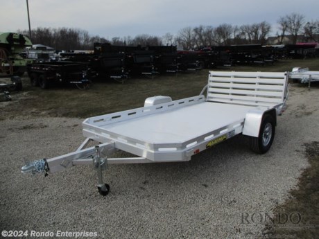 Stock #18667 New 2024 Aluma 77x12&#39; Aluminum Single Axle Utility, Model: 7712H-S-BT, 2990 lbs GVW; Number of axle(s): 1; Per axle capacity: 3500 lbs; Aluminum construction, Bumper hitch,  Bi-fold Gate, 14 inch Tires &amp; Aluminum Wheels, LEDs, Lippert Torsion idler axle, No brakes. Color: Aluminum. Estimated shipping weight as stated by Mfg: 650#. *Spare tire is NOT included. Sold separately.   Estimated payload capacity: 2340 lbs, Vin #1YGUS1212RB280773.  5 year Mfg Limited Warranty. Exclusions may apply. Located in Sycamore, IL 60178. All prices advertised do NOT include doc fee, taxes, title, and plate fees.   Go to www.rondotrailer.com for more information and to see our HUGE selection of inventory.  We&#39;re here to help because we&#39;re always behind you!     Tags:Single Axle Utility   Aluminum Aluminum Single Axle Utility Utility Open Utility Trailers Utility Utility Trailer Landscape Trailer Trailers - Other.