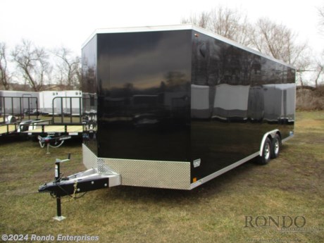 Stock #18680 New 2024 Legend 8.5x24&#39; Enclosed Car Hauler, Model: 8.5X24TVTA52, 9990 lbs GVW; Number of axle(s): 2; Per axle capacity: 5200 lbs; Aluminum construction, Bumper hitch,  All Aluminum Thunder Auto Hauler -22+2&#39; V-nose, Ramp w Flap &amp; Stainless steel cambars, 36 inch Side door, 6 inch Extra height, (4) D-rings, Side vents, (1) Euro style dome light, Skid pads at rear corners, 15 inch Aluminum Wheels, LEDs, 16 inch on center crossmembers Walls/Floor/Roof, 16 inch Stoneguard, Screwless skin, 2 Dexter Torsion axles with electric brakes, 7 Feet Interior Height. Color: Black. Estimated empty weight 3122#. *Spare tire is NOT included. Sold separately.   Estimated payload capacity: 6868 lbs, Vin #5WMBE2426R1010249.  Mfg Limited Warranty. Exclusions may apply. Located in Sycamore, IL 60178. All prices advertised do NOT include doc fee, taxes, title, and plate fees.   Go to www.rondotrailer.com for more information and to see our HUGE selection of inventory.  We&#39;re here to help because we&#39;re always behind you!     Tags:Enclosed Cargo Car Hauler Enclosed Auto Hauler Aluminum Aluminum Enclosed Car Enclosed Cargo Haulers Cargo_enclosed Enclosed Trailer Cargo Trailer Race Car Hauler.