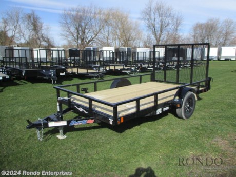 Stock #18693 New 2024 Liberty 78x12&#39; Single Axle Utility, Model: LU3K78X12C4TT                 , 2990 lbs GVW; Number of axle(s): 1; Per axle capacity: 3500 lbs; Steel construction, Bumper hitch,   4&#39; Gate, Spare mount, Welded tube railing, 7k Dropleg Jack, Radial tires, LEDs, Dexter Idler axle, No brakes. Color: Black. Estimated empty weight 1150#. *Spare tire is NOT included. Sold separately.   Estimated payload capacity: 1840 lbs, Vin #5M4LU1210RF041344.  1 year Mfg Limited Warranty. Exclusions may apply. Located in Sycamore, IL 60178. All prices advertised do NOT include doc fee, taxes, title, and plate fees.   Go to www.rondotrailer.com for more information and to see our HUGE selection of inventory.  We&#39;re here to help because we&#39;re always behind you!     Tags:Single Axle Utility     Utility Open Utility Trailers Utility Utility Trailer Landscape Trailer Trailers - Other.
