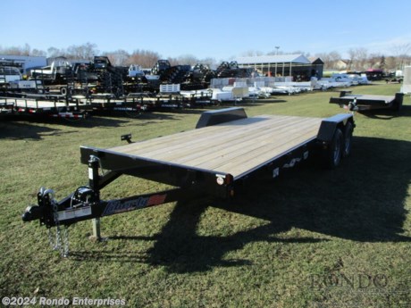 Stock #18711 New 2024 Liberty 83x20&#39; Car Hauler, Model: LC10K83X20C5DT                , 9990 lbs GVW; Number of axle(s): 2; Per axle capacity: 5200 lbs; Steel construction, Bumper hitch,   2&#39; Dove, Slide in ramps, 7k Dropleg Jack, 2 5/16 inch Adjustable coupler or pintle ring, 225 Radial tires, LEDs, Smooth fenders, 5 inch channel frame, 2 Dexter axles with electric brakes. Color: Black. Estimated empty weight 2490#. *Spare tire is NOT included. Sold separately.   Estimated payload capacity: 7500 lbs, Vin #5M4LC2013RF040961.  1 year Mfg Limited Warranty. Exclusions may apply. Located in Sycamore, IL 60178. All prices advertised do NOT include doc fee, taxes, title, and plate fees.   Go to www.rondotrailer.com for more information and to see our HUGE selection of inventory.  We&#39;re here to help because we&#39;re always behind you!     Tags:Car Hauler     Car Car Car Haulers Carhauler Car Hauler Flatbed Trailer Race Car Hauler.