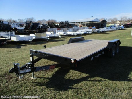 Stock #18710 New 2024 Liberty 83x20&#39; Car Hauler, Model: LC10K83X20C5DT                , 9990 lbs GVW; Number of axle(s): 2; Per axle capacity: 5200 lbs; Steel construction, Bumper hitch,   2&#39; Dove, Slide in ramps, 7k Dropleg Jack, 2 5/16 inch Adjustable coupler or pintle ring, 225 Radial tires, LEDs, Smooth fenders, 5 inch channel frame, 2 Dexer axles with electric brakes. Color: Black. Estimated empty weight 2490#. *Spare tire is NOT included. Sold separately.   Estimated payload capacity: 7500 lbs, Vin #5M4LC2015RF040959.  1 year Mfg Limited Warranty. Exclusions may apply. Located in Sycamore, IL 60178. All prices advertised do NOT include doc fee, taxes, title, and plate fees.   Go to www.rondotrailer.com for more information and to see our HUGE selection of inventory.  We&#39;re here to help because we&#39;re always behind you!     Tags:Car Hauler     Car Car Car Haulers Carhauler Car Hauler Flatbed Trailer Race Car Hauler.