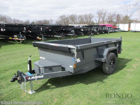 Stock #18770 New 2024 Lamar 60x10&#39; Dump, Model: DS601017, 7000 lbs GVW; Number of axle(s): 1; Per axle capacity: 7000 lbs; Steel construction, Bumper hitch,  Spreader gate, Ramps, Tarp kit, Single 3.5x24 inch Cylinder, D-Rings, Spare mount, 18 inch sides, 7k Jack, 2 inch Adjustable Coupler or pintle ring, Radial tires, 16 inch on center crossmembers, 5 amp trickle charger, LEDs, (1) 7k Lippert Spring axle with electric brakes, 2.78 Cubic yard capacity. Color: Gray. Estimated empty weight 2220#. *Spare tire is NOT included. Sold separately.   Estimated payload capacity: 4780 lbs, Vin #5RVDS101XRP129321.  Mfg Limited Warranty. Exclusions may apply. Located in Sycamore, IL 60178. All prices advertised do NOT include doc fee, taxes, title, and plate fees.   Go to www.rondotrailer.com for more information and to see our HUGE selection of inventory.  We&#39;re here to help because we&#39;re always behind you!     Tags:Dump     Other Dump Dump Trailers Dump Dump Trailer Cargo Trailer .