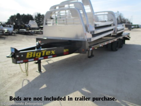 Stock #18779 New 2024 Big Tex 102x25&#39; Equipment Deckover, Model: 22PH-20BK+5MR, 23900 lbs GVW; Number of axle(s): 2; Per axle capacity: 10000 lbs; Steel construction, Bumper hitch,  Low pro, 5&#39; Dove, 2 MEGA ramps, 10k Jack, 16 inch LRE Radial tires &amp; wheels, LEDs, (2) 10k Lippert oil bath axles with electric brakes. Color: Black. Estimated empty weight 5600#. *Spare tire is NOT included. Sold separately.   Estimated payload capacity: 18300 lbs, Vin #16V2F3125R6341692.  3 year Mfg Limited Warranty. Exclusions may apply. Located in Sycamore, IL 60178. All prices advertised do NOT include doc fee, taxes, title, and plate fees.   Go to www.rondotrailer.com for more information and to see our HUGE selection of inventory.  We&#39;re here to help because we&#39;re always behind you!     Tags:Equipment Equipment Deckover    Other Flatbed Heavy Equipment Trailers Equipment Equipment Trailer Flatbed Trailer Deckover.