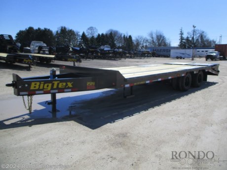 Stock #18782 New 2024 Big Tex 102x25&#39; Equipment Deckover, Model: 25PH-20BK+5MR, 25900 lbs GVW; Number of axle(s): 2; Per axle capacity: 12000 lbs; Steel construction, Bumper hitch,  Low pro, 5&#39; Dove, 2 MEGA ramps, 10k Jack, 16 inch LRE Radial tires &amp; wheels, LEDs, (2) 12k Lippert oil bath axles with electric brakes. Color: Black. Estimated empty weight 5800#. *Spare tire is NOT included. Sold separately.   Estimated payload capacity: 20100 lbs, Vin #16V2F3128R6341699.  3 year Mfg Limited Warranty. Exclusions may apply. Located in Sycamore, IL 60178. All prices advertised do NOT include doc fee, taxes, title, and plate fees.   Go to www.rondotrailer.com for more information and to see our HUGE selection of inventory.  We&#39;re here to help because we&#39;re always behind you!     Tags:Equipment Equipment Deckover    Other Flatbed Heavy Equipment Trailers Equipment Equipment Trailer Flatbed Trailer Deckover.