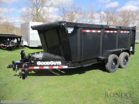 Stock #18788 New 2025 GoodGuys 83x14&#39; Dump, Model: DH714B, 14000 lbs GVW; Number of axle(s): 2; Per axle capacity: 7000 lbs; Steel construction, Bumper hitch,  4&#39; Sides, Low Profile, Split/spreader gate, Ramps, Scissor Hoist wtih Gravity down, Tarp kit, 12k Jack, Adjustable coupler or pintle ring, Spare mount, D-rings, 7 ga Floor w 12 inch on center crossmembers, 16 inch Radial tires, 8 inch I-beam 10#, LEDs, 2 Lippert Straight spring axles with electric brakes, 10.7 Cubic yard capacity. Powder coat Color: Black. Estimated empty weight 4700#. *Spare tire is NOT included. Sold separately.   Estimated payload capacity: 9300 lbs, Vin #7TTBD1421ST001580.  Mfg Limited Warranty. Exclusions may apply. Located in Sycamore, IL 60178. All prices advertised do NOT include doc fee, taxes, title, and plate fees.   Go to www.rondotrailer.com for more information and to see our HUGE selection of inventory.  We&#39;re here to help because we&#39;re always behind you!     Tags:Dump     Other Dump Dump Trailers Dump Dump Trailer Cargo Trailer .