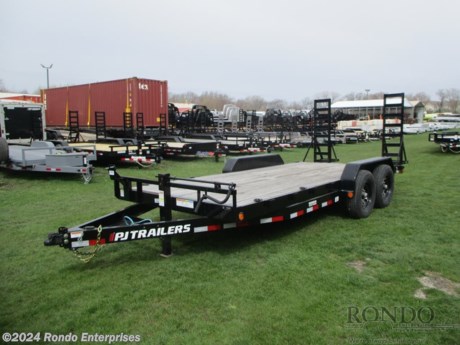 Stock #18804 New 2023 PJ Trailer 83x18&#39; Equipment, Model: CCJ1872BSBK, 14000 lbs GVW; Number of axle(s): 2; Per axle capacity: 7000 lbs; Steel construction, Bumper hitch, A-MAY-zing Spring Sale!&amp;nbsp;April showers have come and gone. And now May is blooming with DEALS! While supplies last - Don&amp;apos;t delay! Scratch &amp; Dent Special! -2&#39; Dove, Stand up ramps, Spare mount, 10k Jack, Adjustable Coupler or pintle ring, LEDs, 2 Dexter axles with electric brakes. Primer + Powder coat Color: Black. Estimated empty weight 2840#. *Spare tire is NOT included. Sold separately. *Price reflects discount for age/paint issues/minor scratches &amp; fading.  Estimated payload capacity: 11160 lbs, Vin #4P51C2321P4000912.  3 year Mfg Limited Warranty. Exclusions may apply. Located in Sycamore, IL 60178. All prices advertised do NOT include doc fee, taxes, title, and plate fees.   Go to www.rondotrailer.com for more information and to see our HUGE selection of inventory.  We&#39;re here to help because we&#39;re always behind you!     Tags:Equipment     Other Flatbed Heavy Equipment Trailers Equipment Equipment Trailer Flatbed Trailer .