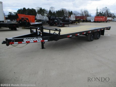 Stock #18819 New 2025 GoodGuys 102x20&#39; Equipment Deckover, Model: PD820B, 14000 lbs GVW; Number of axle(s): 2; Per axle capacity: 7000 lbs; Steel construction, Bumper hitch,  Straight deck, 6.5&#39; Slide in ramps, Treated Wood, 10k Jack, Adjustable Coupler or Pintle ring, LEDs, 2 Lippert axles with electric brakes. Primer + Liquid paint Color: Black. Estimated empty weight 3850#. *Spare tire is NOT included. Sold separately.   Estimated payload capacity: 10150 lbs, Vin #7TTBF2021ST001584.  Mfg Limited Warranty. Exclusions may apply. Located in Sycamore, IL 60178. All prices advertised do NOT include doc fee, taxes, title, and plate fees.   Go to www.rondotrailer.com for more information and to see our HUGE selection of inventory.  We&#39;re here to help because we&#39;re always behind you!     Tags:Equipment Equipment Deckover    Other Flatbed Heavy Equipment Trailers Equipment Equipment Trailer Flatbed Trailer Deckover.