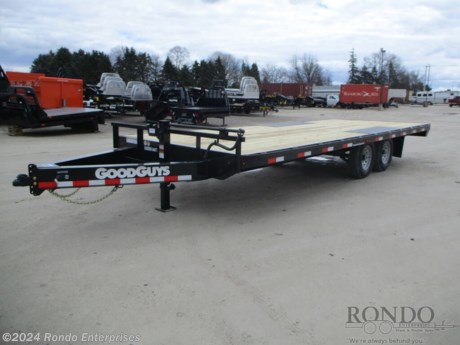 Stock #18818 New 2025 GoodGuys 102x22&#39; Equipment Deckover, Model: PD822B, 14000 lbs GVW; Number of axle(s): 2; Per axle capacity: 7000 lbs; Steel construction, Bumper hitch,  Straight deck, 6.5&#39; Slide in ramps, Treated Wood, 10k Jack, Adjustable Coupler or Pintle ring, LEDs, 2 Lippert axles with electric brakes. Primer + Liquid paint Color: Black. Estimated empty weight 3850#. *Spare tire is NOT included. Sold separately.   Estimated payload capacity: 10150 lbs, Vin #7TTBF2223ST001583.  Mfg Limited Warranty. Exclusions may apply. Located in Sycamore, IL 60178. All prices advertised do NOT include doc fee, taxes, title, and plate fees.   Go to www.rondotrailer.com for more information and to see our HUGE selection of inventory.  We&#39;re here to help because we&#39;re always behind you!     Tags:Equipment Equipment Deckover    Other Flatbed Heavy Equipment Trailers Equipment Equipment Trailer Flatbed Trailer Deckover.