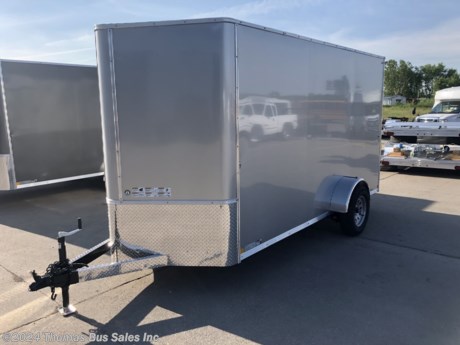 &lt;p&gt;NEW BIG HORN 6&#39; X 12&#39; + V NOSE ENCLOSED CARGO TRAILER&lt;/p&gt;
&lt;p&gt;6&#39; X 12&#39; + V NOSE&lt;/p&gt;
&lt;p&gt;6&#39;6&quot; INTERIOR HEIGHT&lt;/p&gt;
&lt;p&gt;2,000# RATED RAMP DOOR WITH CABLE ASSIST&lt;/p&gt;
&lt;p&gt;32&quot; SIDE DOOR WITH RV STYLE FLUSH LOCK&amp;nbsp;&lt;/p&gt;
&lt;p&gt;12V DOME LIGHT&lt;/p&gt;
&lt;p&gt;3500# AXLE WITH EZ LUBE HUBS&lt;/p&gt;
&lt;p&gt;NEW 15&quot; LRC RADIAL TIRES&lt;/p&gt;
&lt;p&gt;LED EXTERIOR LIGHTS&lt;/p&gt;
&lt;p&gt;3/8&quot; SIDEWALL LINER&lt;/p&gt;
&lt;p&gt;3/4&quot; FLOOR&lt;/p&gt;
&lt;p&gt;ATP WRAPPED TONGUE&lt;/p&gt;
&lt;p&gt;24&quot; ATP ROCK GUARD&lt;/p&gt;
&lt;p&gt;BONDED EXTERIOR SKINS&lt;/p&gt;