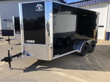 &lt;p&gt;NEW 7 X 14 + V NOSE BIG HORN CONTRACTOR SERIES ENCLOSED TRAILER&lt;/p&gt;
&lt;p&gt;7&#39; X 14&#39; + V NOSE&lt;/p&gt;
&lt;p&gt;7&#39; INTERIOR HEIGHT&lt;/p&gt;
&lt;p&gt;4,000# RATED RAMP DOOR&amp;nbsp;&lt;/p&gt;
&lt;p&gt;SIDE DOOR WITH FLUSH LOCK AND CAM BAR LOCK FOR SECURITY&lt;/p&gt;
&lt;p&gt;2 - 3500# AXLES WITH ELECTRIC BRAKES AND EZ LUBE HUBS&lt;/p&gt;
&lt;p&gt;&lt;span style=&quot;color: #363636; font-family: Hind, sans-serif; font-size: 16px;&quot;&gt;WHEEL COLOR MAY VARY FROM PHOTOS&lt;/span&gt;&lt;/p&gt;
&lt;p&gt;16&quot; ON CENTER CHANNEL FLOOR CROSS MEMBERS&lt;/p&gt;
&lt;p&gt;16&quot; ON CENTER TUBULAR WALL CROSS MEMBERS&lt;/p&gt;
&lt;p&gt;BONDED .040 ALUMINUM SKIN&lt;/p&gt;
&lt;p&gt;24&quot; ATP ROCK GUARD&lt;/p&gt;
&lt;p&gt;ATP WRAPPED TONGUE&lt;/p&gt;
&lt;p&gt;LED LIGHTS&lt;/p&gt;
&lt;p&gt;3/4&quot; FLOORING&lt;/p&gt;
&lt;p&gt;3/8&quot; SIDEWALLS&amp;nbsp;&lt;/p&gt;
&lt;p&gt;SIDEWALL VENTS&lt;/p&gt;
&lt;p&gt;CASH OR CHECK PRICE&lt;/p&gt;
