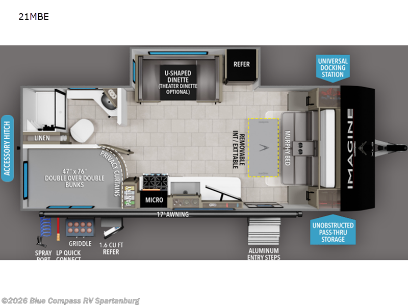 2026 Grand Design Imagine XLS 21MBE - New Travel Trailer For Sale by Blue Compass RV Spartanburg in Duncan, South Carolina features Slideout