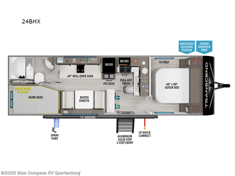 2026 Grand Design Transcend Xplor 24BHX - New Travel Trailer For Sale by Blue Compass RV Spartanburg in Duncan, South Carolina