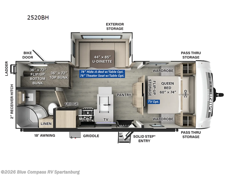 2025 Forest River Rockwood Mini Lite 2520BH - Used Travel Trailer For Sale by Blue Compass RV Spartanburg in Duncan, South Carolina features Slideout
