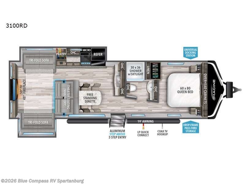 2022 Grand Design Imagine 3100RD - Used Travel Trailer For Sale by Blue Compass RV Spartanburg in Duncan, South Carolina features Slideout