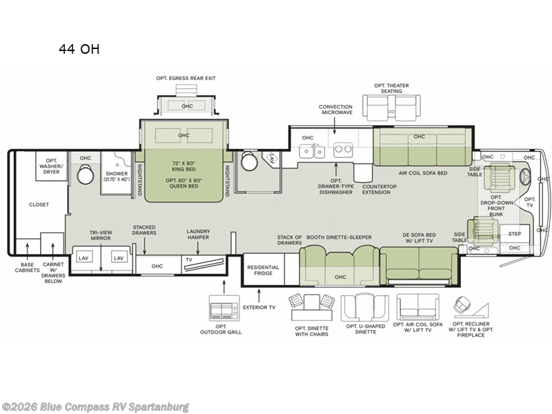 2025 Tiffin Phaeton 44 OH - Used Class A For Sale by Blue Compass RV Spartanburg in Duncan, South Carolina features Slideout