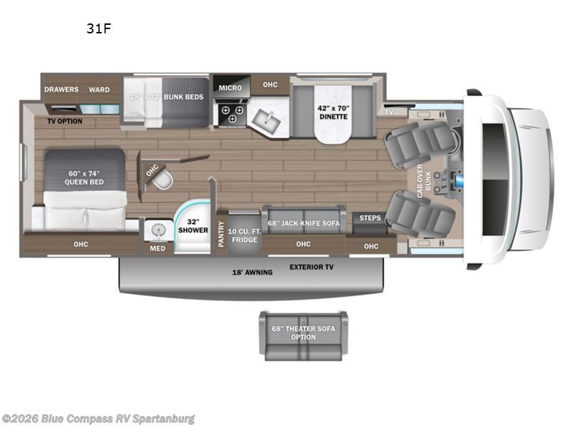 2026 Entegra Coach Odyssey 31F - New Class C For Sale by Blue Compass RV Spartanburg in Duncan, South Carolina features Slideout