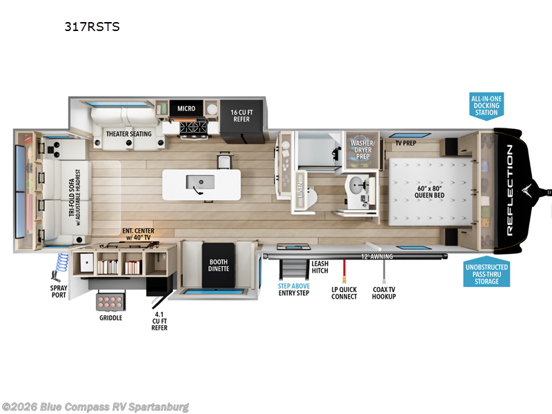 2026 Grand Design Reflection 317RSTS - New Travel Trailer For Sale by Blue Compass RV Spartanburg in Duncan, South Carolina features Slideout