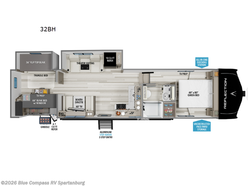 2026 Grand Design Reflection 100 Series 32BH - New Fifth Wheel For Sale by Blue Compass RV Spartanburg in Duncan, South Carolina features Slideout