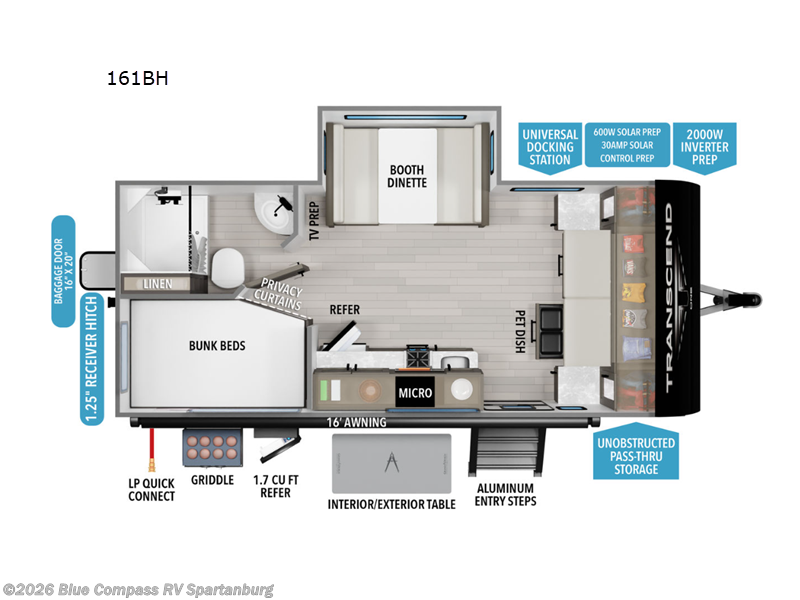 2026 Grand Design Transcend One 161BH - New Travel Trailer For Sale by Blue Compass RV Spartanburg in Duncan, South Carolina features Slideout