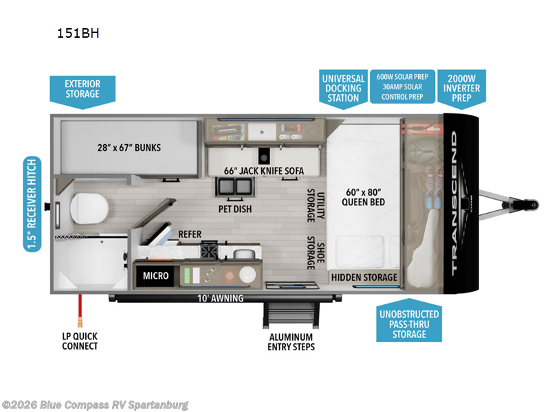 2024 Grand Design Transcend One 151BH - Used Travel Trailer For Sale by Blue Compass RV Spartanburg in Duncan, South Carolina