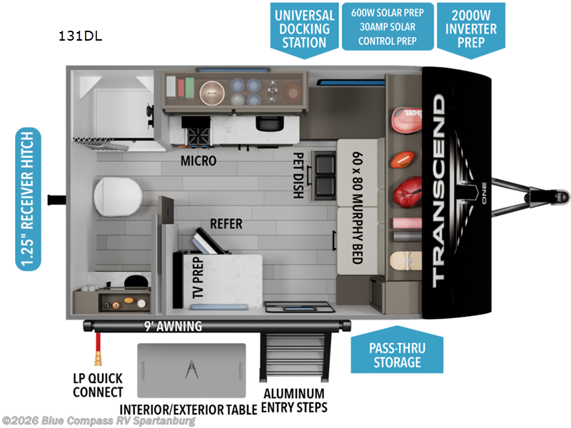 2026 Grand Design Transcend One 131DL - New Travel Trailer For Sale by Blue Compass RV Spartanburg in Duncan, South Carolina
