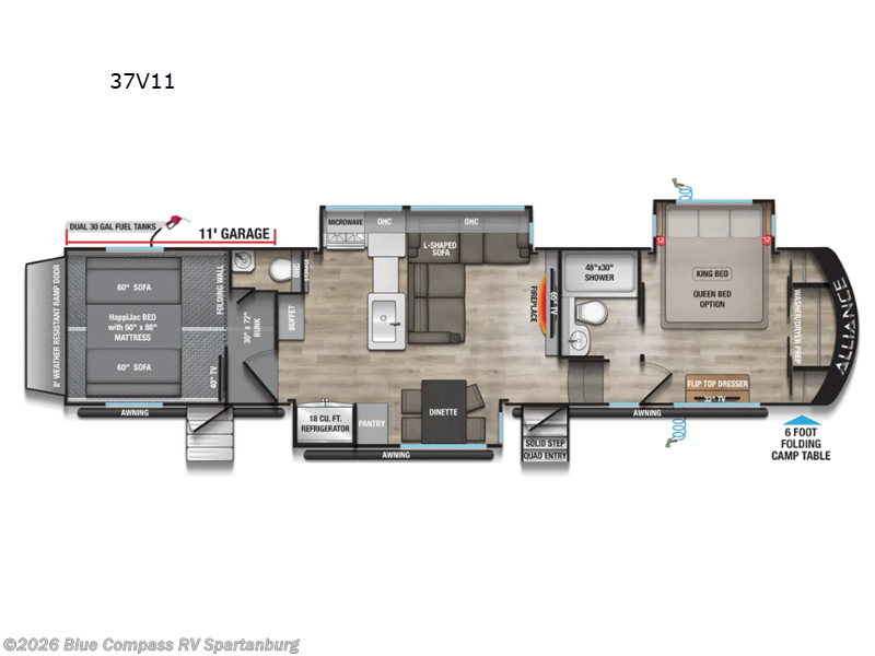 2027 Alliance RV Valor 37V11 - New Toy Hauler For Sale by Blue Compass RV Spartanburg in Duncan, South Carolina features Slideout