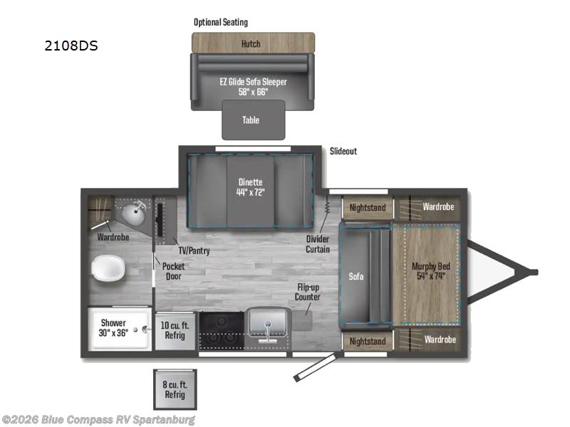 2021 Winnebago Micro Minnie 2108FBS - Used Travel Trailer For Sale by Blue Compass RV Spartanburg in Duncan, South Carolina features Slideout