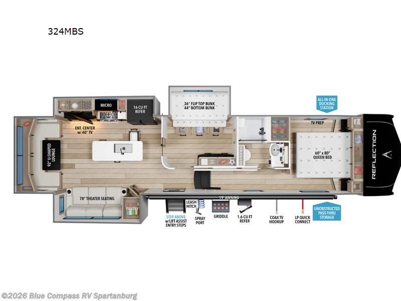 2027 Grand Design Reflection 324MBS - New Fifth Wheel For Sale by Blue Compass RV Spartanburg in Duncan, South Carolina features Slideout