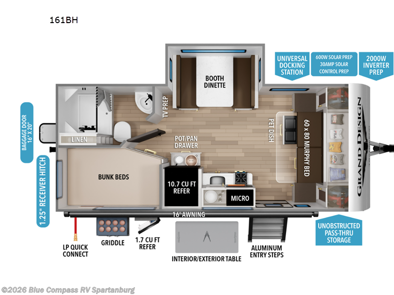 2026 Grand Design Transcend One 161BH - New Travel Trailer For Sale by Blue Compass RV Spartanburg in Duncan, South Carolina features Slideout