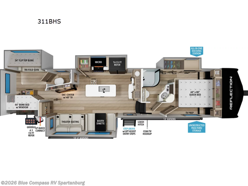 2027 Grand Design Reflection 311BHS - New Fifth Wheel For Sale by Blue Compass RV Spartanburg in Duncan, South Carolina features Slideout