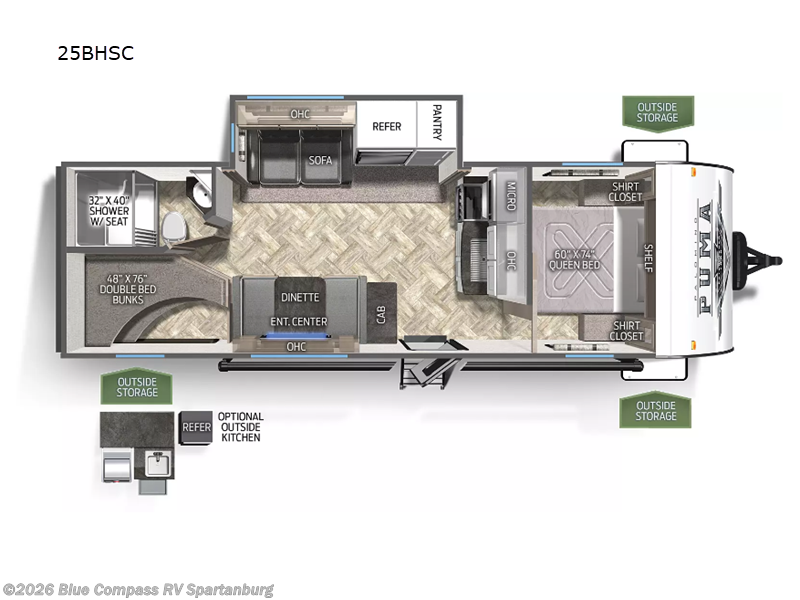 2022 Forest River Puma XLE Lite 25BHSC - Used Travel Trailer For Sale by Blue Compass RV Spartanburg in Duncan, South Carolina features Slideout