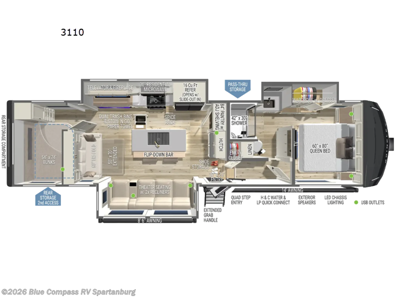 2027 Brinkley RV Model Z 3110 - New Fifth Wheel For Sale by Blue Compass RV Spartanburg in Duncan, South Carolina features Slideout