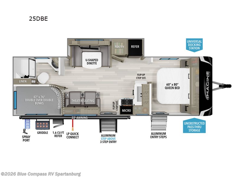 2025 Grand Design Imagine XLS 25DBE - New Travel Trailer For Sale by Blue Compass RV Spartanburg in Duncan, South Carolina features Slideout