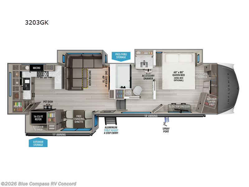 2025 Grand Design Influence 3203GK - New Fifth Wheel For Sale by Blue Compass RV Concord in Concord, North Carolina features Slideout