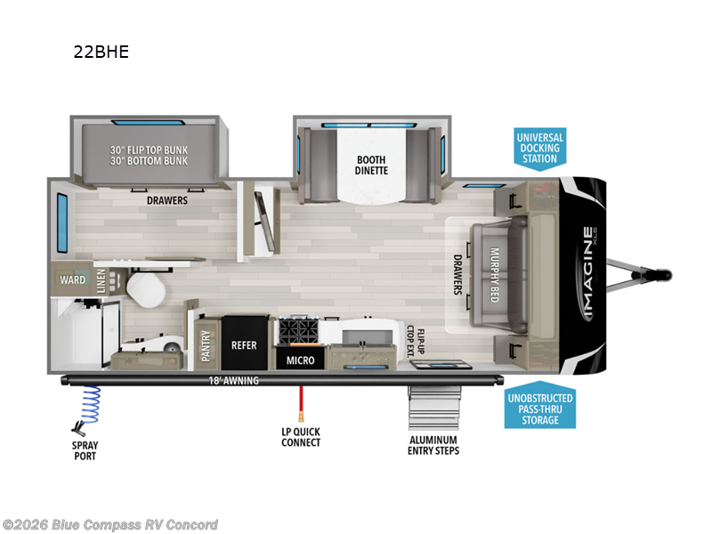 2025 Grand Design Imagine XLS 22BHE - New Travel Trailer For Sale by Blue Compass RV Concord in Concord, North Carolina features Slideout