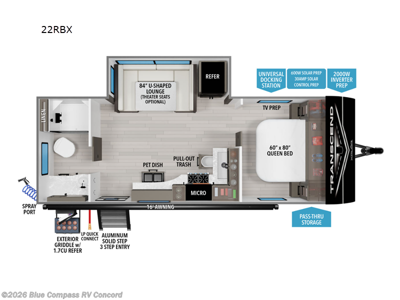 2026 Grand Design Transcend Xplor 22RBX - New Travel Trailer For Sale by Blue Compass RV Concord in Concord, North Carolina features Slideout