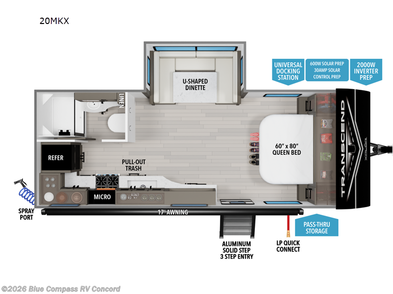 2026 Grand Design Transcend Xplor 20MKX - New Travel Trailer For Sale by Blue Compass RV Concord in Concord, North Carolina features Slideout