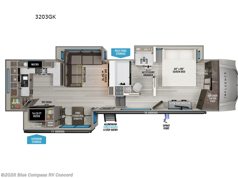 2026 Grand Design Influence 3203GK - New Fifth Wheel For Sale by Blue Compass RV Concord in Concord, North Carolina features Slideout