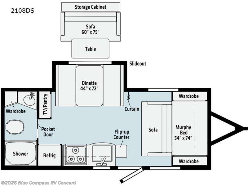 2021 Winnebago Micro Minnie 2108DS - Used Travel Trailer For Sale by Blue Compass RV Concord in Concord, North Carolina features Slideout