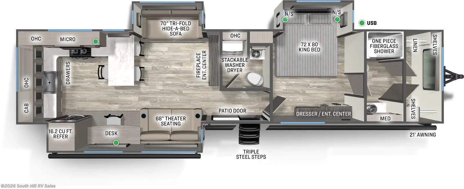 Floorplan of 2026 Forest River Sierra Destination 396RKLR