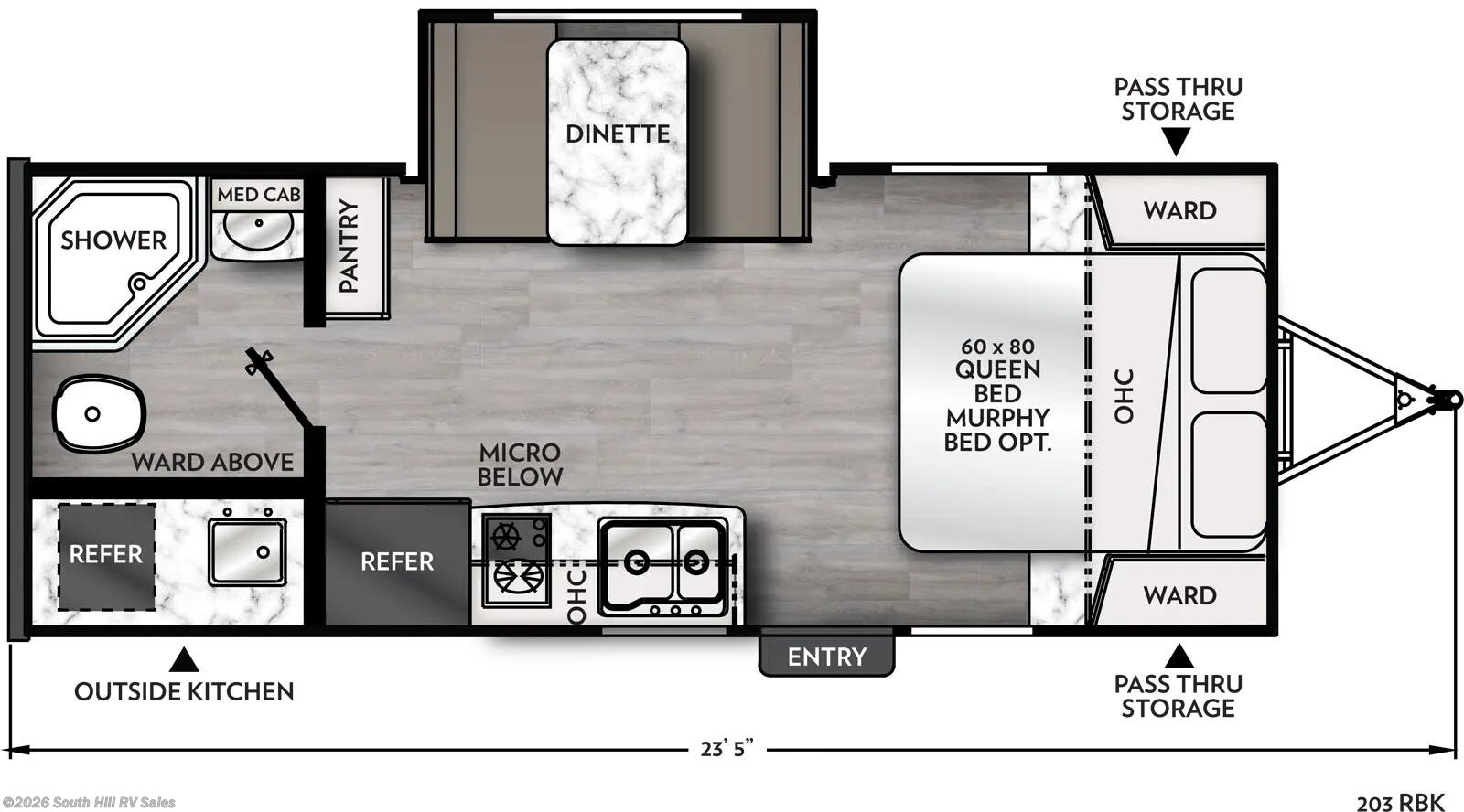 Floorplan of 2026 Coachmen Apex Nano 203RBK