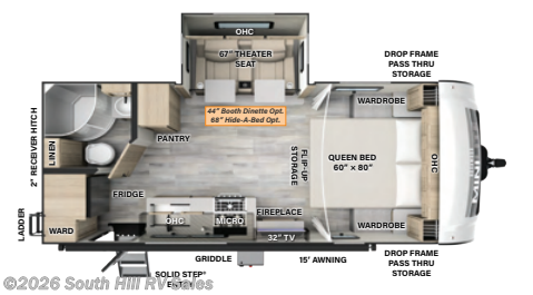 Floorplan of 2024 Forest River Rockwood Mini Lite 2205S