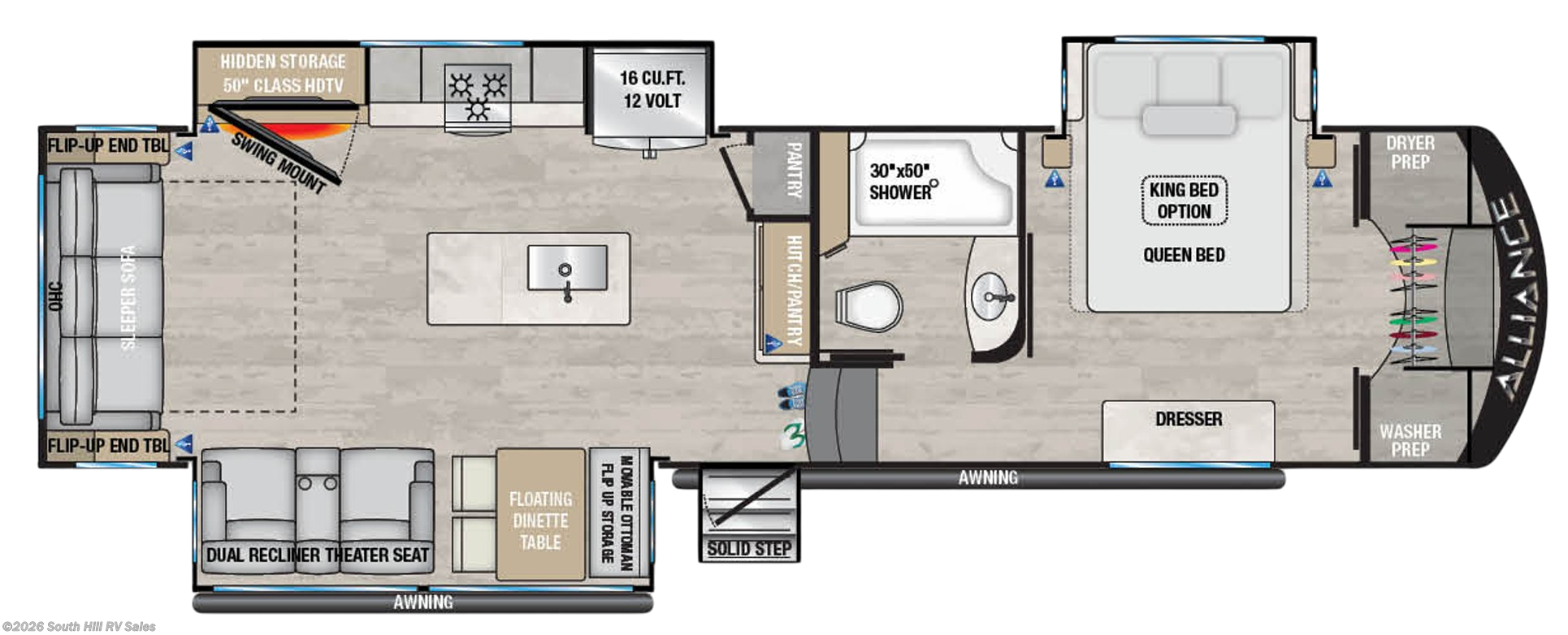 Floorplan of 2024 Alliance RV Avenue 32RLS