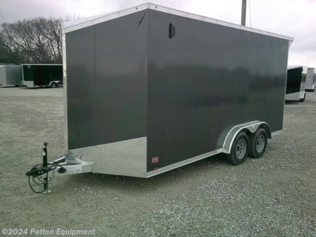 7.5&#39; x 16&#39; All Aluminum
UTV Package
84&quot; Interior Height
Rear Ramp Door w/ Spring Assist
Rear Ramp Door Flap
Rear Stabilizer Jacks
6 - 5,000 lb Recessed D-Ring Tie Downs
Rear Spoiler with Loading Lights
3&quot; Bottom Trim Upgrade
One Piece Aluminum Roof
Charcoal .030&quot; Screwless Sides