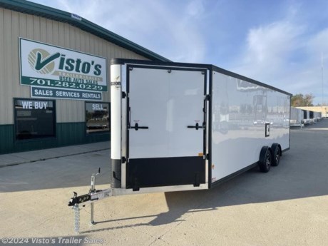 HAIL SALE UNIT!! This unit is part of our 2023 Hail Sale! *Sale pricing is already reflected in the listed price.*


Check out this New 2023 Mission 7.5&#39; x 24&#39; Enclosed Snowmobile Trailer from Visto&#39;s Trailer Sales in West Fargo, ND. Perfect for snowmobiles and UTVs!


Standard Features:-(2) 3500lb Torsion Axles (Electric Brakes)-2 &#39;&#39; Coupler-Slide Track Tie Down System-Front and Rear Ramp Door-Side Door-Screwless Exterior-White Vinyl Walls


Upgrades Added:-Spread Axle Design-Powder Coat Pkg-Rear Spoiler-Fuel Door-Aluminum Wheels-4&#39;&#39; Trim Upgrade-Premium Light Pkg


*MAY BE SHOWN W/ OPTIONAL SPARE AND CARRIER*


Visto&#39;s Trailer Sales not only offers trailer sales and truck beds, but also provides parts and service support. We&#39;re here to provide you with full support for your trailer needs.

Don&#39;t forget to shop our Parts department or ask our expert sales team about recommendations or upgrades fit for your trailer, such as spare tires, mounts, toolboxes, and more. We&#39;re here to make your hauling experience easier and more efficient! 

Did you know we offer custom trailer design and ordering? Our trailer sales team will work with you to find the best option fit for your hauling needs. Give us a call at 701-282-0229 to speak with our sales team, or stop by our dealership in West Fargo, ND to see our trailer inventory in person.