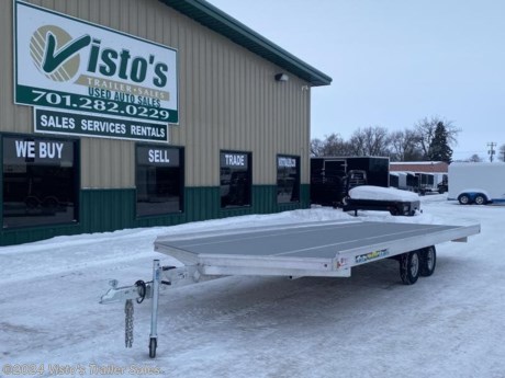 Check out this New Aluma 8&#39;6&quot;X22&#39; Snowmobile Trailer from Visto&#39;s Trailer Sales in West Fargo, ND. Stock #269517

Standard Features:-(2) 2200lb Torsion Axles (Electric Brakes)-Slide-In Rear Ramp-Swivel Tongue Jack-(4) Ski Hold Down Bars-LED Lights-Marine Tech Plywood Flooring

Upgrades Added:-13&#39;&#39; Wheel Upgrade

*MAY BE SHOWN W/ OPTIONAL SPARE AND CARRIER*

Visto&#39;s Trailer Sales not only offers trailer sales and truck beds, but also provides parts and service support. We&#39;re here to provide you with full support for your trailer needs.

Don&#39;t forget to shop our Parts department or ask our expert sales team about recommendations or upgrades fit for your trailer, such as spare tires, mounts, toolboxes, and more. We&#39;re here to make your hauling experience easier and more efficient! 

Did you know we offer custom trailer design and ordering? Our trailer sales team will work with you to find the best option fit for your hauling needs. Give us a call at 701-282-0229 to speak with our sales team, or stop by our dealership in West Fargo, ND to see our trailer inventory in person.