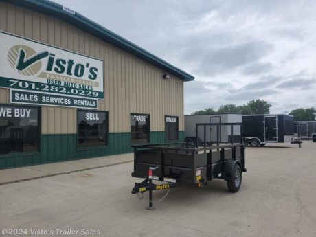 Check out this New Big Tex 5&#39;X10&#39; 24&quot; Side Utility Trailer from Visto&#39;s Trailer Sales in West Fargo, ND. Stock #

Standard Features:-3500lb Spring Axle-2&#39;&#39; Coupler-Treated Wood Floor-(4) Stake Pockets-(4) Tie Down Loops-Led Lights-Spare Tire Mount


*MAY BE SHOWN W/ OPTIONAL SPARE AND CARRIER*

Visto&#39;s Trailer Sales not only offers trailer sales and truck beds, but also provides parts and service support. We&#39;re here to provide you with full support for your trailer needs.

Don&#39;t forget to shop our Parts department or ask our expert sales team about recommendations or upgrades fit for your trailer, such as spare tires, mounts, toolboxes, and more. We&#39;re here to make your hauling experience easier and more efficient! 

Did you know we offer custom trailer design and ordering? Our trailer sales team will work with you to find the best option fit for your hauling needs. Give us a call at 701-282-0229 to speak with our sales team, or stop by our dealership in West Fargo, ND to see our trailer inventory in person.