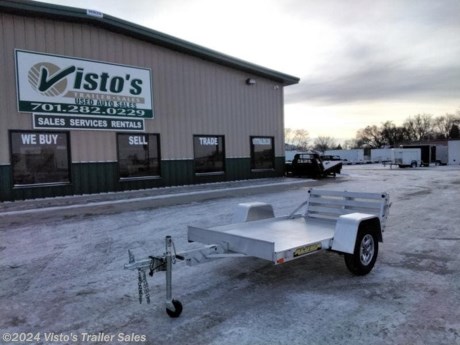 Check out this New Aluma 54&quot;X8&#39; Utility Trailer from Visto&#39;s Trailer Sales in West Fargo, ND. Stock # 279849

Standard Features:-2000lb Torsion Axle-2&#39;&#39; Coupler-Aluminum Wheels-LED Lighting-Bi-fold Tailgate-Swivel Tongue Jack-(4) Weld On Tie Loops

*MAY BE SHOWN W/ OPTIONAL SPARE AND CARRIER*

Visto&#39;s Trailer Sales not only offers trailer sales and truck beds, but also provides parts and service support. We&#39;re here to provide you with full support for your trailer needs.

Don&#39;t forget to shop our Parts department or ask our expert sales team about recommendations or upgrades fit for your trailer, such as spare tires, mounts, toolboxes, and more. We&#39;re here to make your hauling experience easier and more efficient! 

Did you know we offer custom trailer design and ordering? Our trailer sales team will work with you to find the best option fit for your hauling needs. Give us a call at 701-282-0229 to speak with our sales team, or stop by our dealership in West Fargo, ND to see our trailer inventory in person.