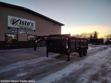 Check out this New Load Trail 83&#39;&#39;X14&#39; Gooseneck Dump from Visto&#39;s Trailer Sales in West Fargo, ND. Stock # 312961 

Standard Features:-2-7,000 Lb Dexter Spring Axles (2 Elec FSA Brakes)-ST235/80 R16 LRE 10 Ply. (BLACK WHEELS)-Coupler 2-5/16&quot;-16&quot; Cross-Members-10 Gauge Floor-Jack Spring Loaded Drop Leg 2-10K-Lights LED (w/Cold Weather Harness)-4-D-Rings 3&quot; Weld On-Scissor Hoist w/Standard Pump-Standard Battery Wall Charger (5 Amp)-Tarp Kit Top Mount-Rear Support Stands (2&quot; x 2&quot; Tubing)

Upgrades Added:-Weld On Fenders-Slide In Ramps-48&quot; Dump Sides-2-Way Gate-Tool Box-Spare Tire Mount

*MAY BE SHOWN W/ OPTIONAL SPARE AND CARRIER*

Visto&#39;s Trailer Sales not only offers trailer sales and truck beds, but also provides parts and service support. We&#39;re here to provide you with full support for your trailer needs.

Don&#39;t forget to shop our Parts department or ask our expert sales team about recommendations or upgrades fit for your trailer, such as spare tires, mounts, toolboxes, and more. We&#39;re here to make your hauling experience easier and more efficient! 

Did you know we offer custom trailer design and ordering? Our trailer sales team will work with you to find the best option fit for your hauling needs. Give us a call at 701-282-0229 to speak with our sales team, or stop by our dealership in West Fargo, ND to see our trailer inventory in person.